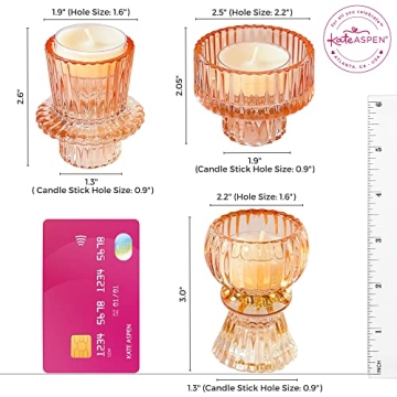 Elegant Ribbed Rose Gold Candle Holders Set of 6