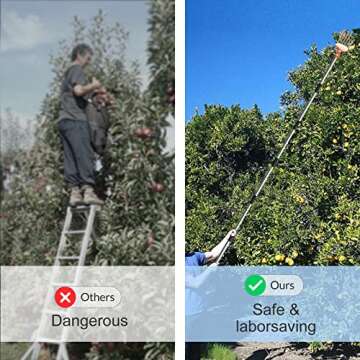 Walensee 8FT Fruit Picker, Adjustable Fruits Picker Tool with Lightweight Stainless Steel Pole and Big Basket, Fruit Catcher Equipment Tree Picker for Apples Mango Pear Orange Avocados Fruit Picking