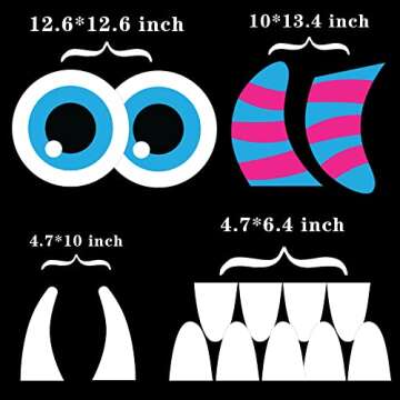 Joy Bang Trunk or Treat Car Decorations Kit, Trunk or Treat Decoartions for SUV, Monster Halloween Car Decorations Decor, Cute with Blue Tinsel Garland Decor and Large Eyes Fangs