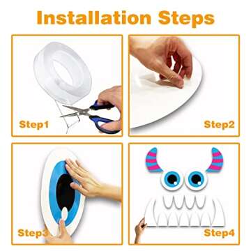 Joy Bang Trunk or Treat Car Decorations Kit, Trunk or Treat Decoartions for SUV, Monster Halloween Car Decorations Decor, Cute with Blue Tinsel Garland Decor and Large Eyes Fangs