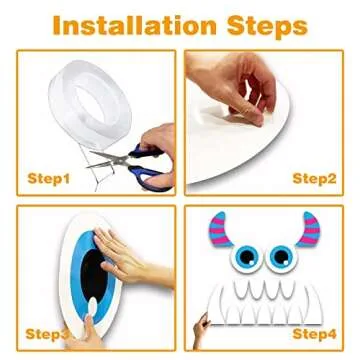 Joy Bang Trunk or Treat Car Decorations Kit, Trunk or Treat Decoartions for SUV, Monster Halloween Car Decorations Decor, Cute with Blue Tinsel Garland Decor and Large Eyes Fangs