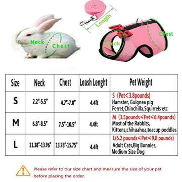 Multipurpose Rabbits Hamster Vest Harness with Leash Bunny Mesh Chest Strap Harnesses Ferret Guinea ...