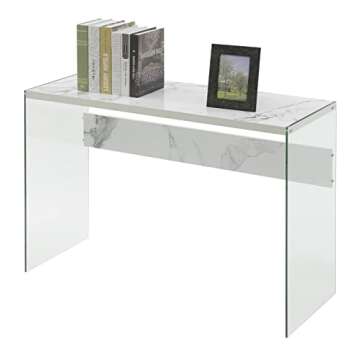 SoHo Console Table and Desk with Faux White Marble