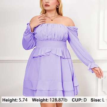 Plus Size Square Neck Ruffle Cocktail Dress by Byinns