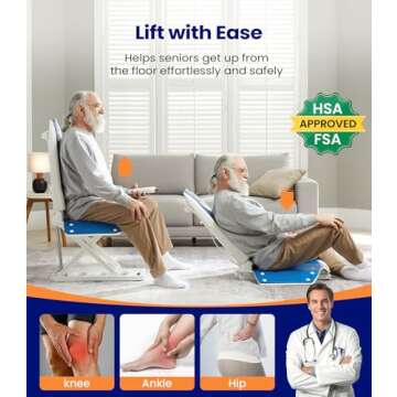 MAIDeSITe Electric Chair Lift, Get Up from Floor, Floor Lift for Elderly, Can be Raised to 20”, Help You Stand Up Again, Support Up to 300 LBS, Item Weight 30 LBS, FSA HSA Eligible, JC35M3