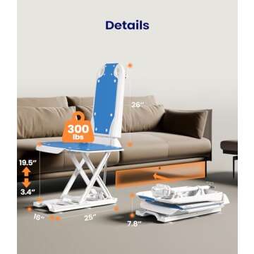 MAIDeSITe Electric Chair Lift, Get Up from Floor, Floor Lift for Elderly, Can be Raised to 20”, Help You Stand Up Again, Support Up to 300 LBS, Item Weight 30 LBS, FSA HSA Eligible, JC35M3