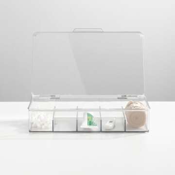 mDesign Divided First Aid Storage Box Kit - Clear, 2 Pack