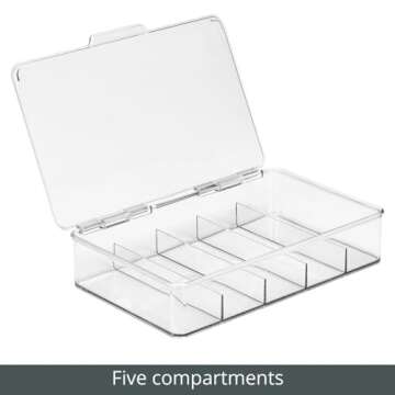 mDesign Divided First Aid Storage Box Kit - Clear, 2 Pack