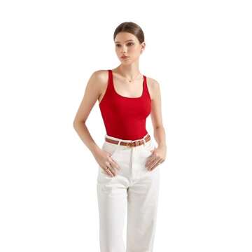 SUUKSESS Women Padded Cotton Ribbed Tank Tops Summer Going Out Basic Scoop Neck Cami Tops Sleeveless...