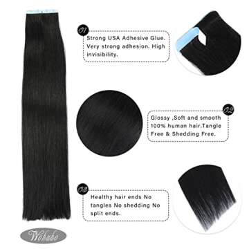 Tape in Hair Extensions Human Hair 100% Real Remy Human Hair 50g 20pcs/Set Brazilian Virgin Hair Str...