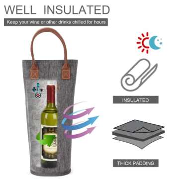 ZORMY 4 Pack - Single Bottle Insulated Wine Tote, 1 Bottle Wine Carrier Bag Padded Wine Cooler Perfect Wine Lover's or Wedding Gift