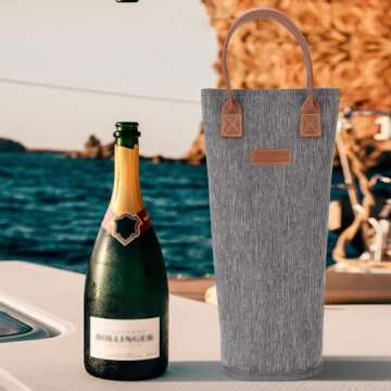 ZORMY 4 Pack - Single Bottle Insulated Wine Tote, 1 Bottle Wine Carrier Bag Padded Wine Cooler Perfect Wine Lover's or Wedding Gift