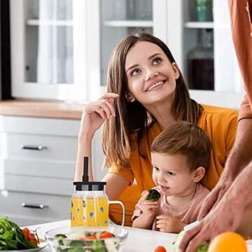 Tronco 22 oz Glass Tumbler with Handle,Glass Water Bottles with Silicone Lid and Straw,Iced Coffee Cup Reusable, Iced Coffee,Glass Water Cup With Silicone Bumper, BPA Free