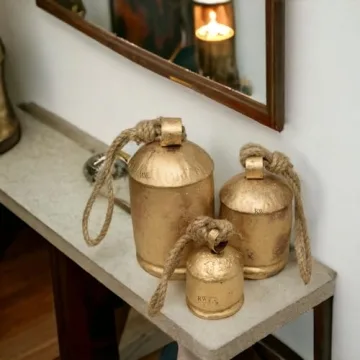 Rustic Hanging Bells Set: Eco-Friendly Holiday Decor