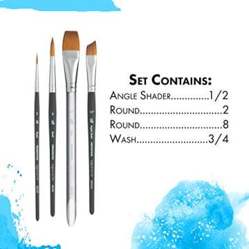 Princeton Aqua Elite, Series 4850, Synthetic Kolinsky Watercolor Paint Brush, 4 Piece Set