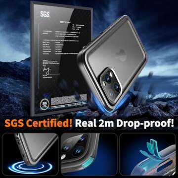 Cozycase for iPhone 15 Pro Max Waterproof Shockproof Dustproof Case - Heavy Duty/360 Full Body/Military Grade/Protective/Rugged 【8FT Drop Proof】 Built in Screen/Camera Protector with Lanyard Black