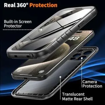 Cozycase for iPhone 15 Pro Max Waterproof Shockproof Dustproof Case - Heavy Duty/360 Full Body/Military Grade/Protective/Rugged 【8FT Drop Proof】 Built in Screen/Camera Protector with Lanyard Black