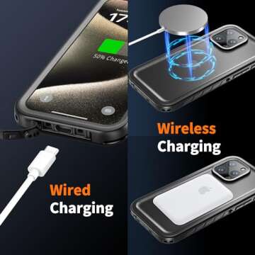 Cozycase for iPhone 15 Pro Max Waterproof Shockproof Dustproof Case - Heavy Duty/360 Full Body/Military Grade/Protective/Rugged 【8FT Drop Proof】 Built in Screen/Camera Protector with Lanyard Black