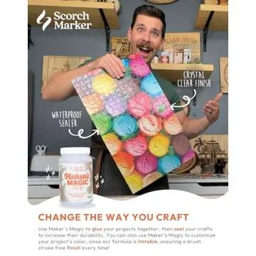 SCORCH MARKER Maker’s Magic Sealer, Matte Finish, All Purpose Glue, Waterbase Glue, Decoupage Sealer, and Finish for DIY Crafts, & Art Projects, Craft Glue, with Quick Dry & Cure Time, 8 Oz