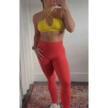 Aoxjox Women's Workout Sports Bras Jamie Deep V Fitness Backless Padded Training Gym Bra Yoga Crop Tank Top (Vibrant Yellow, Medium)