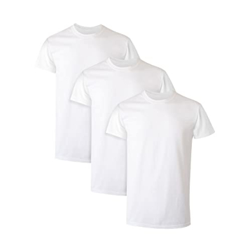 Hanes Cotton Moisture-Wicking Crew Tees - Multi-Pack 3 White Size M