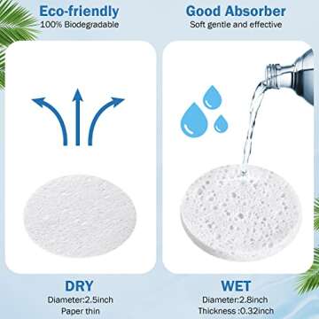 300 Count Compressed Facial Sponges Natural Face Sponges for Cleansing Facial Cleansing Sponges Pads...