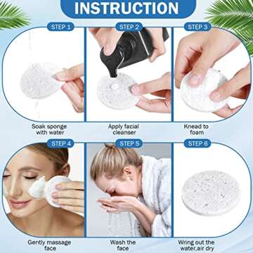 300 Count Compressed Facial Sponges Natural Face Sponges for Cleansing Facial Cleansing Sponges Pads Exfoliating Sponges for Cleansing (White)