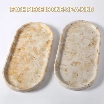 Koville Egypt Natural Marble Tray, 12"x6" Vanity Decorative Tray for Countertop Organizer, Catchall Tray for Perfume, Candles, Jewelry Dish