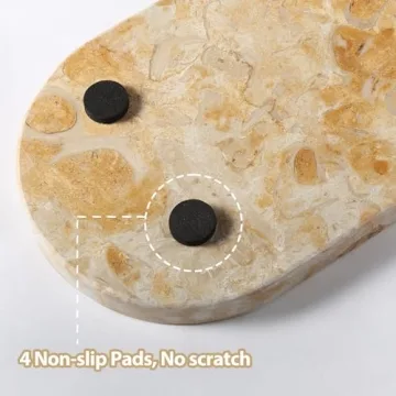 Koville Egypt Natural Marble Tray, 12"x6" Vanity Decorative Tray for Countertop Organizer, Catchall Tray for Perfume, Candles, Jewelry Dish