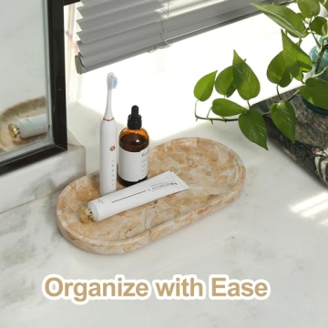Koville Egypt Natural Marble Tray, 12"x6" Vanity Decorative Tray for Countertop Organizer, Catchall Tray for Perfume, Candles, Jewelry Dish