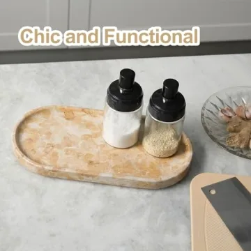 Koville Egypt Natural Marble Tray, 12"x6" Vanity Decorative Tray for Countertop Organizer, Catchall Tray for Perfume, Candles, Jewelry Dish