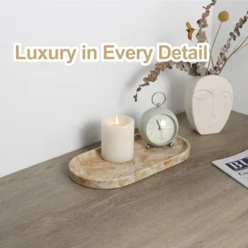 Koville Egypt Natural Marble Tray, 12"x6" Vanity Decorative Tray for Countertop Organizer, Catchall Tray for Perfume, Candles, Jewelry Dish