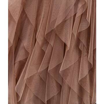 Femiserah Women's Long Rainbow A Line Tulle Tutu Skirts Tiered Skirt Petticoat（One Size, Tulle Coffee