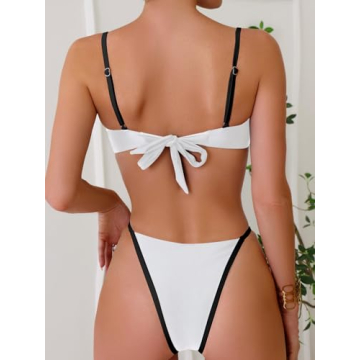 SOLY HUX Women's Tie Back Bikini Set in Pure White