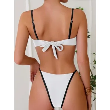 SOLY HUX Women's Tie Back Bikini Set in Pure White