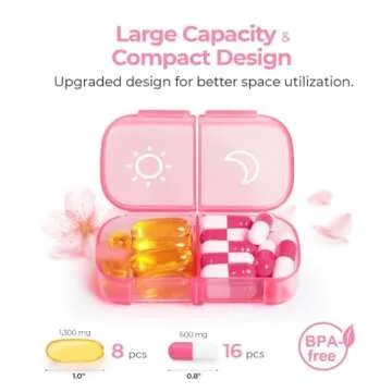 AUVON XL Weekly Pill Organizer 2 Times a Day with One-Side Large Opening Design for Easy Filling, AM PM Pill Box 7 Day, Portable Travel Pill Case for Medication, Vitamins, Fish Oils, Supplements