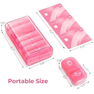 AUVON XL Weekly Pill Organizer 2 Times a Day with One-Side Large Opening Design for Easy Filling, AM PM Pill Box 7 Day, Portable Travel Pill Case for Medication, Vitamins, Fish Oils, Supplements