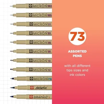 Sakura Pigma Micron Pens Set - Assorted 73 Pack for Artists