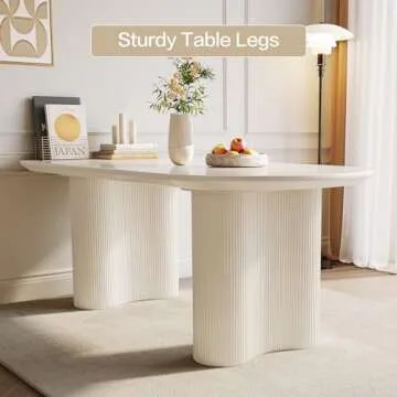 GraceNook 63" White Dining Table for 2-6 Person Oval Dining Room Table Modern Kitchen Dining Table for Dining Room, Living Room Kitchen or Reception Room(63" Dining Table Only)