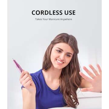 AIRSEE Cordless Electric Nail Drill Machine，Rechargeable 25000RPM E File for Manicure Pedicure Acr...