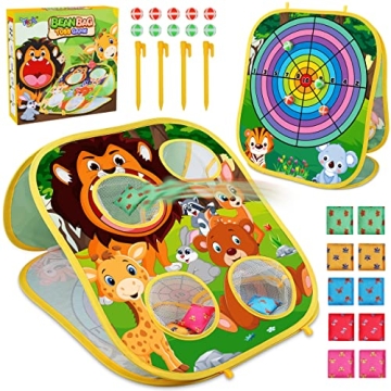 Exciting 2 in 1 Animal Bean Bag Toss Game for Kids Ages 3-6, Perfect Outdoor Family Entertainment!