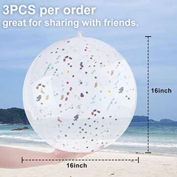 MCPINKY 3PCS Glitter Beach Balls for Summer Fun