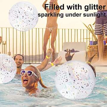 MCPINKY 3PCS Glitter Beach Balls for Summer Fun
