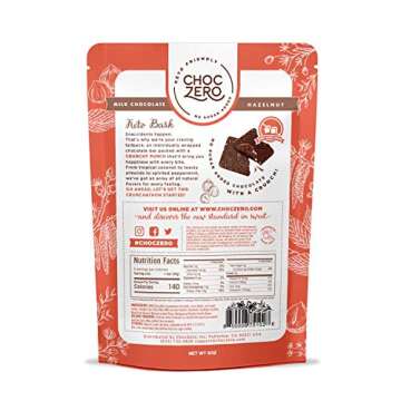 Keto Milk Chocolate Hazelnut Bark by ChocZero - No Added Sugar, Gluten Free - Sweetened with Monk Fruit (6 oz per bag, 2 bags)