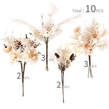 MISSPIN 10 PCS 18 inch Fall Decor Bouquets, Fall Decorations Indoor Outdoor Halloween Thanksgiving F...