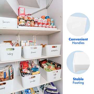 Storage Bins - Plastic Organizers and Storage Box, Versatile Kitchen Pantry Organization and Storage, Under Sink Bathroom Organizer, Toy Baskets, Food Storage Containers for Organizing