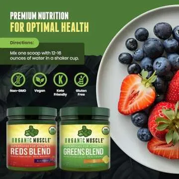 Organic Muscle Super Greens Powder with Superfoods and Probiotics