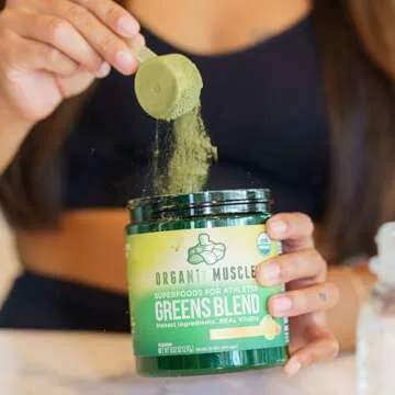 Organic Muscle Super Greens Powder with Superfoods and Probiotics