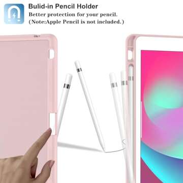 Supveco Case for iPad 9th/8th/7th Generation 10.2 inch (2021/2020/2019 Model) with Pencil Holder, Premium Folio Stand Case with Auto Wake/Sleep,Soft TPU Back Shell Cover for iPad 10.2 Inch-Pink
