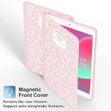 Supveco Case for iPad 9th/8th/7th Generation 10.2 inch (2021/2020/2019 Model) with Pencil Holder, Premium Folio Stand Case with Auto Wake/Sleep,Soft TPU Back Shell Cover for iPad 10.2 Inch-Pink